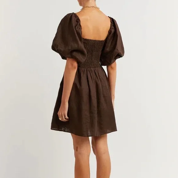 DISSH Brown Puff-Sleeve Mini Dress - Picture 2 of 10